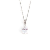 925 Sterling Silver Oval Zircon Pendant Necklace - Timeless Elegance