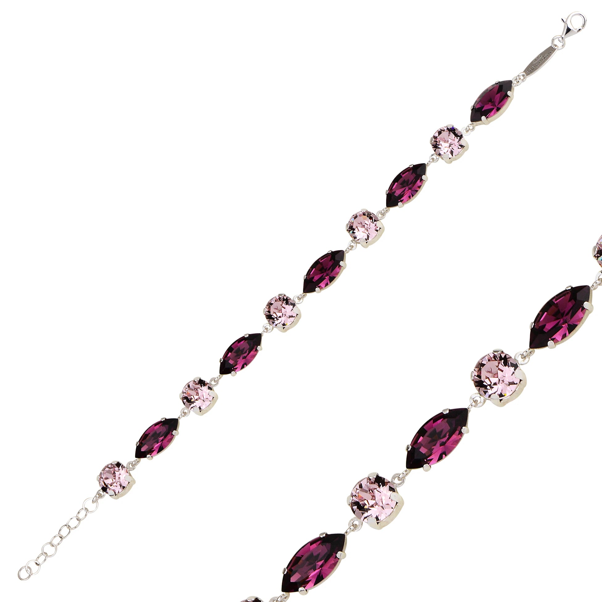 Bracelet en argent sterling avec cristal Swarovski - Taille mixte éblouissante