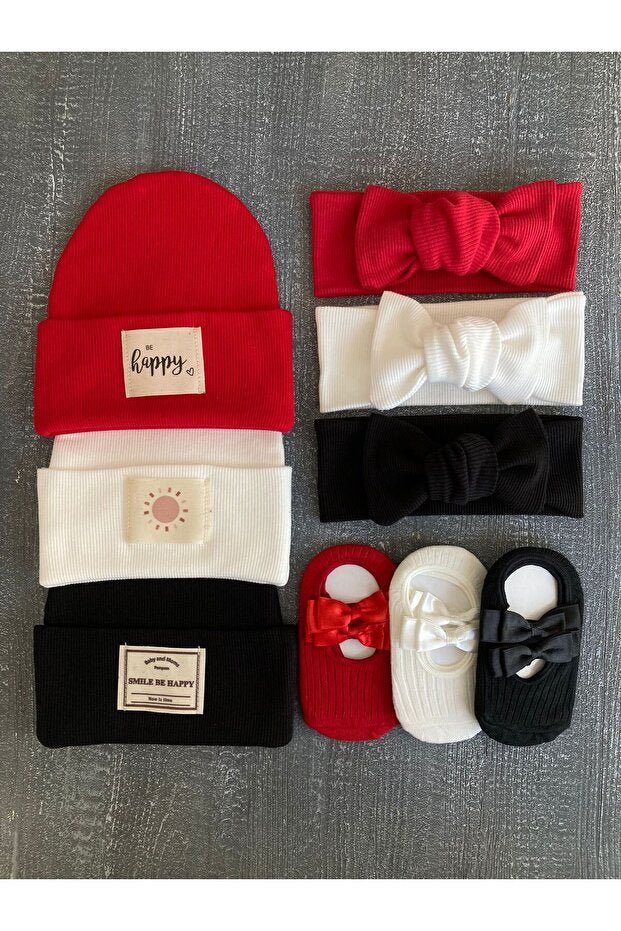 Baby 9 - Piece Beanie, Headband & Sock Set - TryAladdin