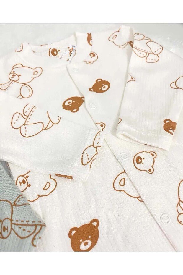 Baby Boy's Organic Cotton Teddy Bear Patterned Romper Set - 2 - Piece - TryAladdin