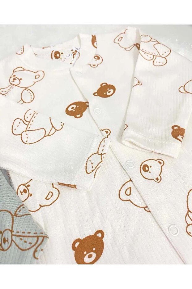 Baby Boy's Organic Cotton Teddy Bear Patterned Romper Set - 2 - Piece - TryAladdin