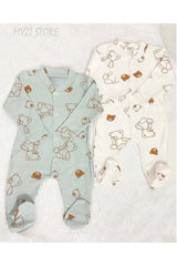 Baby Boy's Organic Cotton Teddy Bear Patterned Romper Set - 2 - Piece - TryAladdin