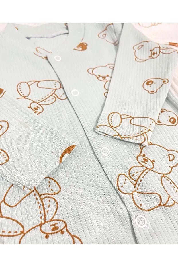Baby Boy's Organic Cotton Teddy Bear Patterned Romper Set - 2 - Piece - TryAladdin