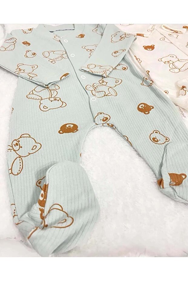 Baby Boy's Organic Cotton Teddy Bear Patterned Romper Set - 2 - Piece - TryAladdin