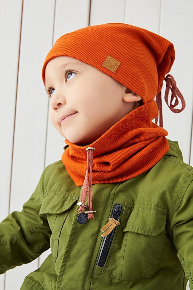 Baby & Child 100% Cotton Ribbed Hat & Neck Warmer Set - TryAladdin