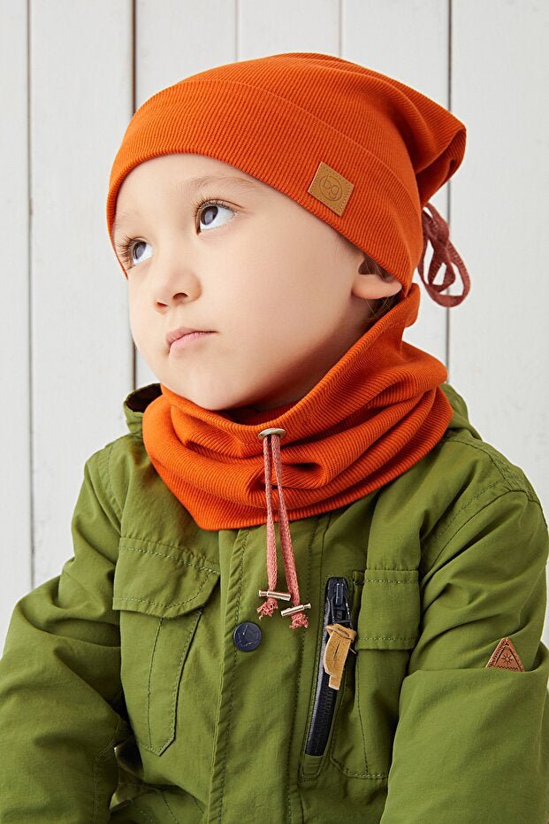 Baby & Child 100% Cotton Ribbed Hat & Neck Warmer Set - TryAladdin