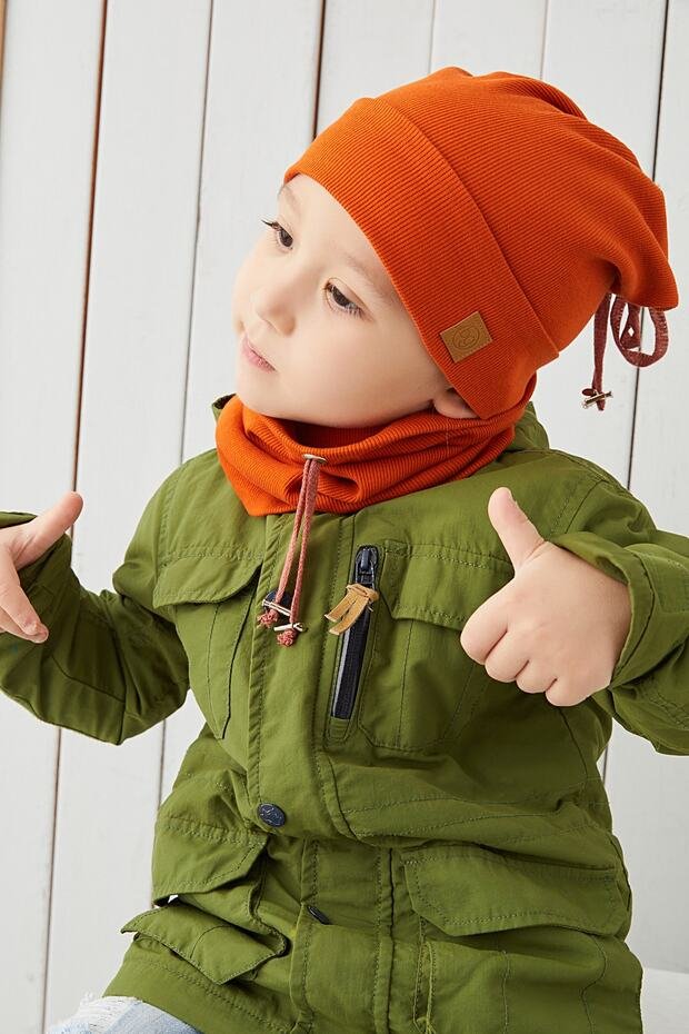 Baby & Child 100% Cotton Ribbed Hat & Neck Warmer Set - TryAladdin