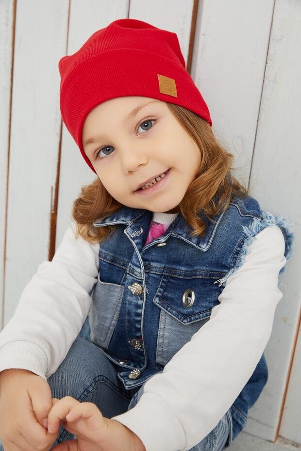 Baby & child Red Beanie Hat - 100% cotton, Handmade - TryAladdin