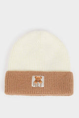 Baby color Block Knitted Beanie with Teddy Patch - TryAladdin