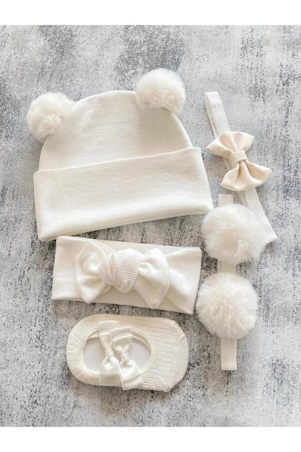 Baby Girl 0 Hat, Headband & Socks Set - TryAladdin
