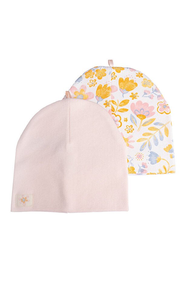 Baby Girl Knitted Beanie Set - Floral & Pink 2 - Pack - TryAladdin