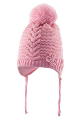 Baby Girl Pink cable Knit Earflap Pom - Pom Hat - TryAladdin