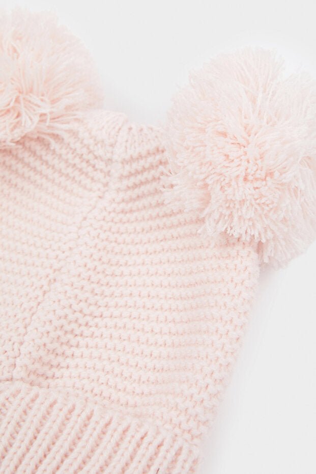 Baby Girl Pom - Pom Knitted Beanie - Soft Acrylic - TryAladdin