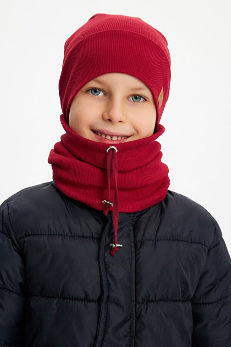 Baby & Kids 100% Cotton Ribbed Hat & Neck Warmer Set - TryAladdin