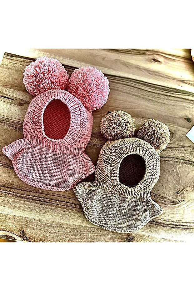 Baby Kids Anti - Allergenic Pom - Pom Balaclava Winter Mask - TryAladdin