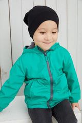 Baby Kids Black Ribbed Beanie Hat - Handmade cotton - TryAladdin