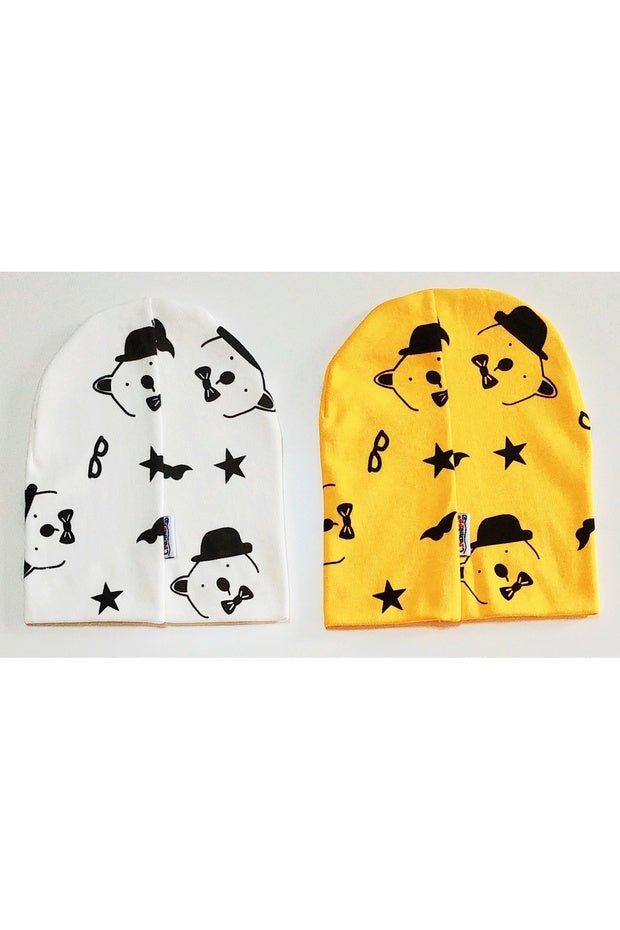 Baby & Kids cotton Bear Print Beanie Set - 2 - Pack - TryAladdin