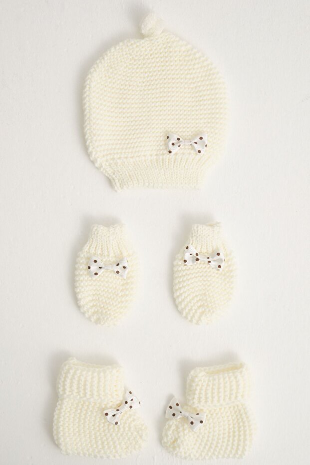 Baby Knitted Hat, Mittens & Booties - 3 - Piece cotton Set - TryAladdin