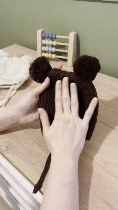 Baby Knitted Pom - Pom Beanie with Tie - Straps - TryAladdin