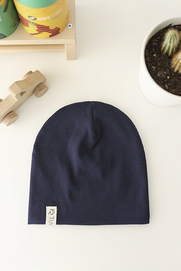 Baby Navy Ribbed Beanie - Soft 100% cotton - TryAladdin