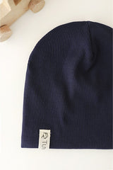 Baby Navy Ribbed Beanie - Soft 100% cotton - TryAladdin
