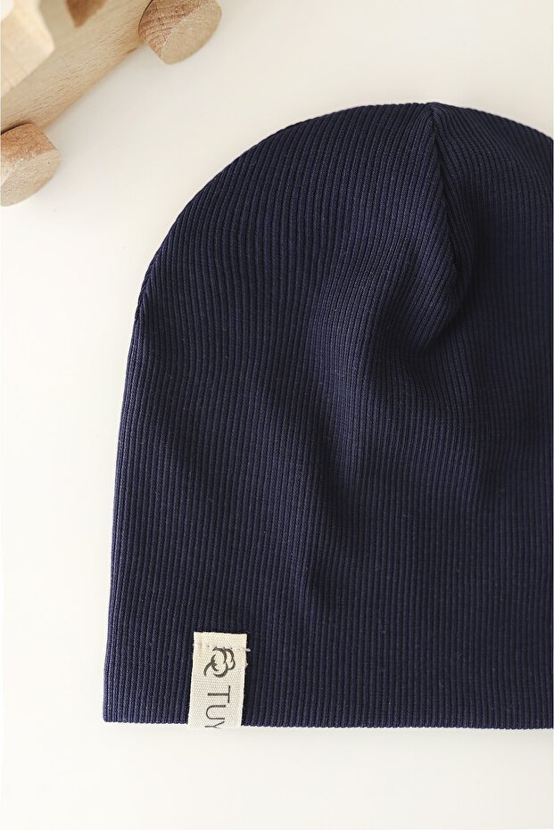Baby Navy Ribbed Beanie - Soft 100% cotton - TryAladdin