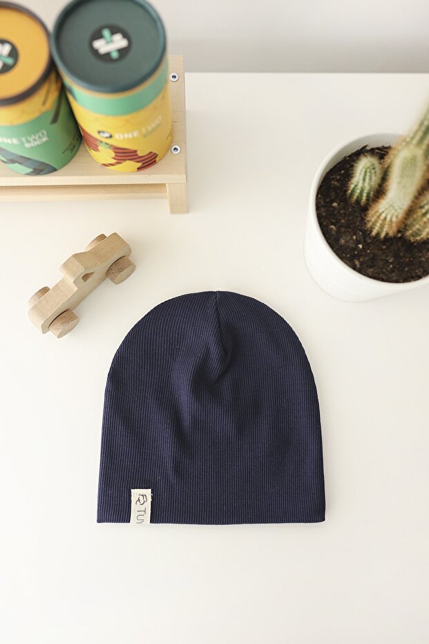 Baby Navy Ribbed Beanie - Soft 100% cotton - TryAladdin