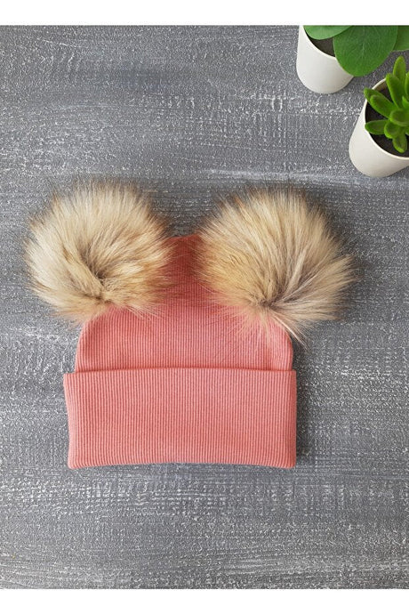 Baby Ribbed Beanie - cute Pom - Pom Warm Hat - TryAladdin