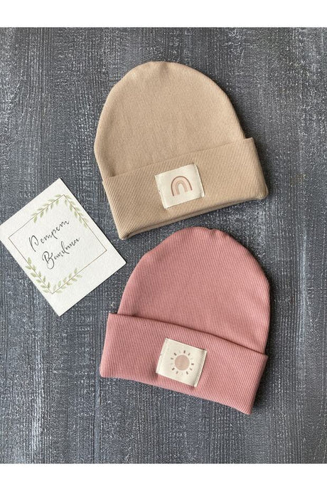Baby Ribbed Beanies - Rainbow & Sun Design, 2 - Pack - TryAladdin