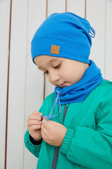 Baby/child Blue cotton Beanie & Neck Warmer 2 - Piece Set - TryAladdin