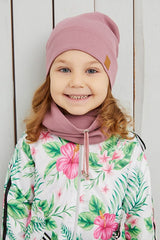 Baby/child Dark Pink 100% cotton Beanie & Neck Warmer Set - TryAladdin