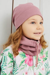 Baby/child Dark Pink 100% cotton Beanie & Neck Warmer Set - TryAladdin