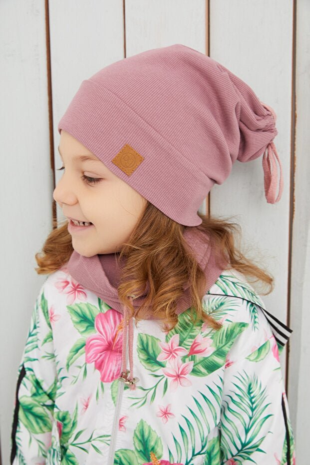 Baby/child Dark Pink 100% cotton Beanie & Neck Warmer Set - TryAladdin