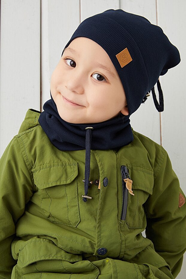 Baby/Child Navy 2 - Piece Hat & Neck Warmer Set - TryAladdin