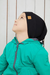 Baby/Kids Black Ribbed cotton Hat & Neck Warmer Set - 2 Pcs - TryAladdin