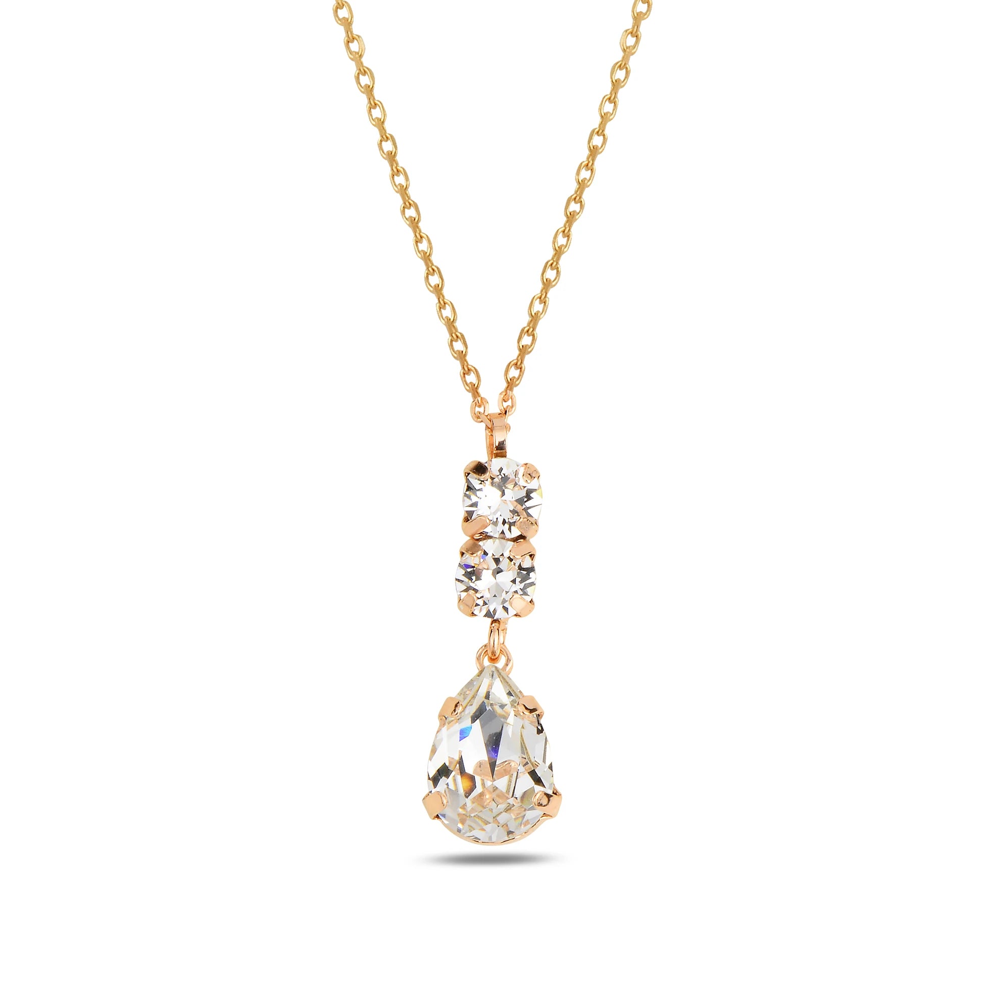 Swarovski Crystal Pendant Necklace - Elegant Pear Drop Dangle Design