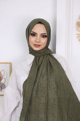 Bamboo Crinkle Shawl - Olive Green - TryAladdin