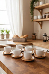 Bambum Elegant White Porcelain Coffee Cup Set - 6 Person - TryAladdin
