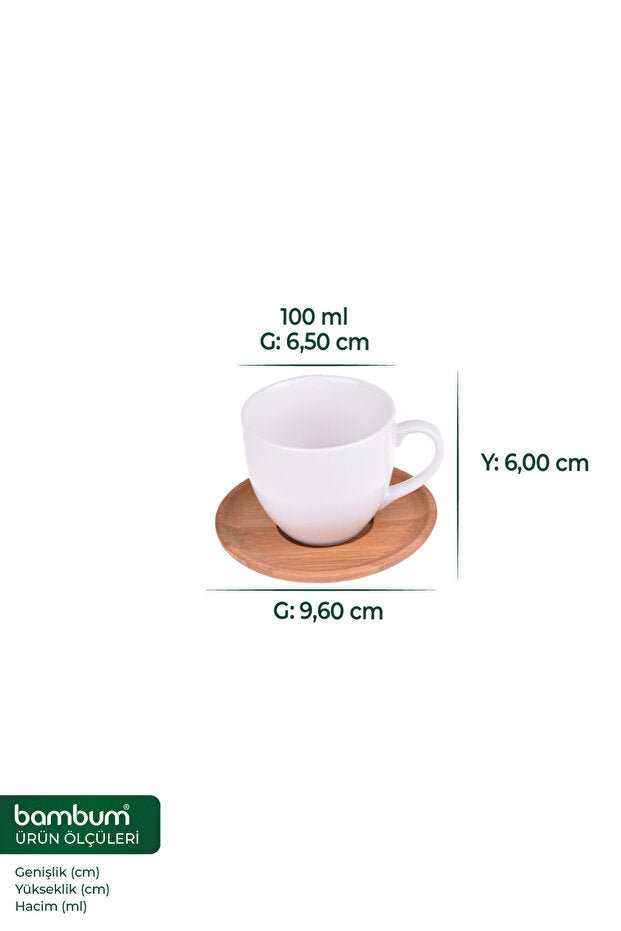 Bambum Elegant White Porcelain Coffee Cup Set - 6 Person - TryAladdin