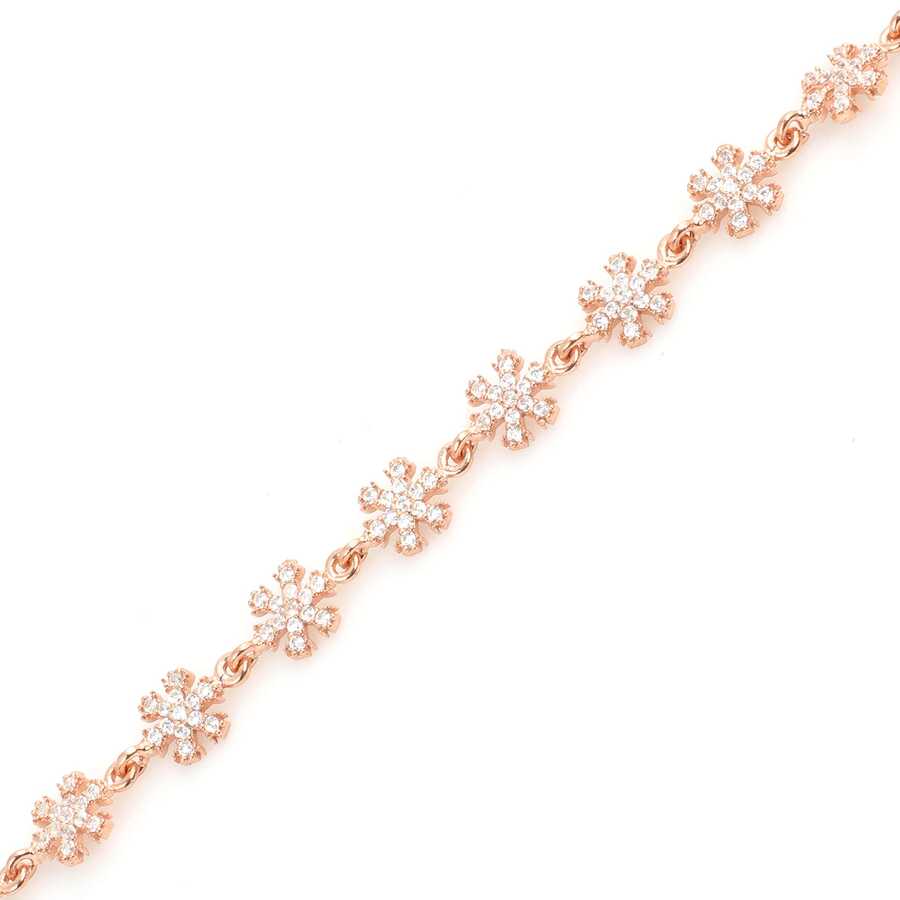 Sterling Silver Snowflake Bracelet - Sparkling Zircon Design
