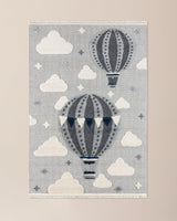 Polypropylene Area Rug - Modern Grey with Fringed Edges
