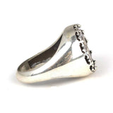 925 Sterling Silver Polished Round Top Caesar Style Ring