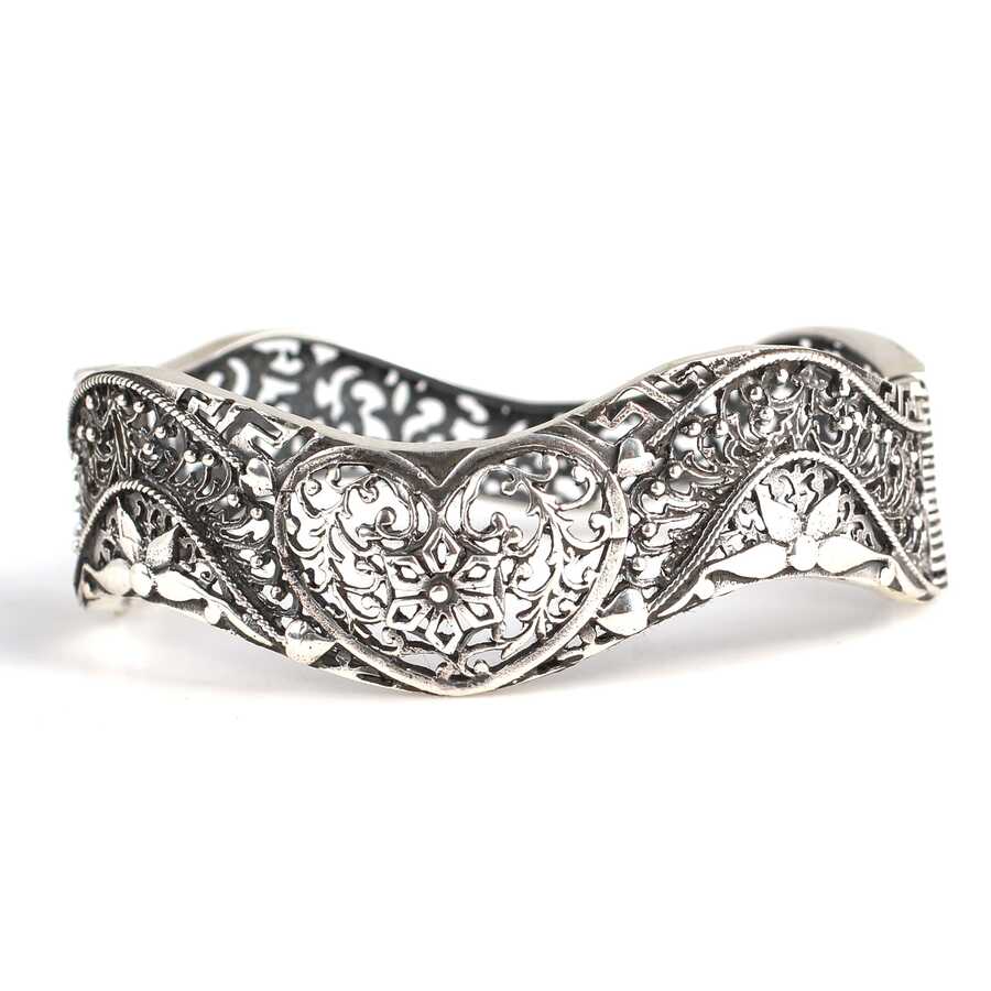 Pulsera ovalada de corazón de plata esterlina 925 premium