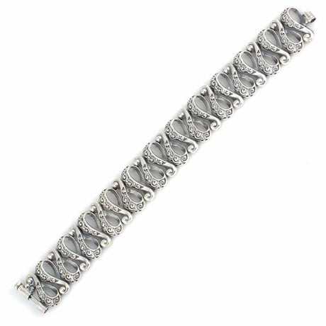 925 Sterling Silver Swan Openwork Bracelet - Intricate Design