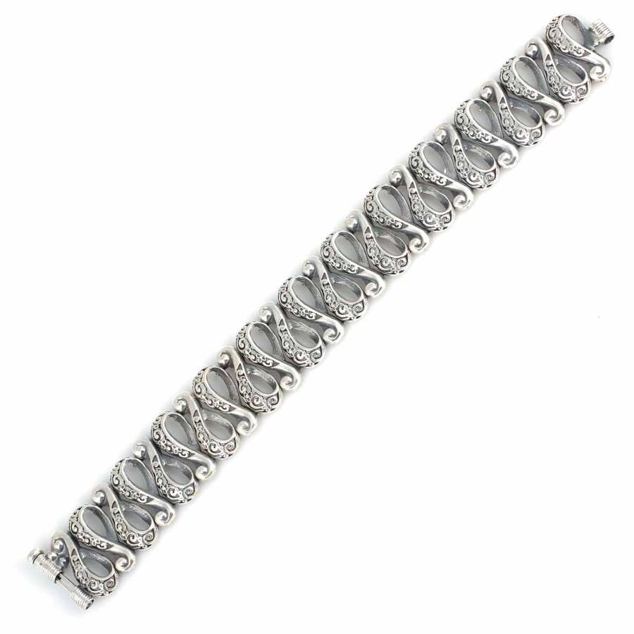 925 Sterling Silver Swan Openwork Bracelet - Intricate Design