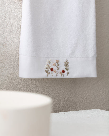 Embroidered 100% Cotton Face Towel - Soft Absorbent Washcloth