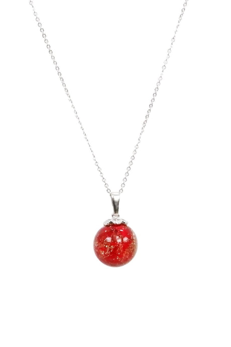 Red Glass Sphere Necklace - Natural Oil Aromatherapy Diffuser