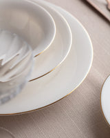New Bone Porcelain 6-Person Dinnerware Set - White & Gold Design