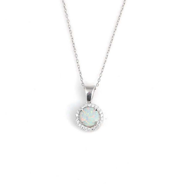 Premium 925 Sterling Silver White Opal Antourage Necklace