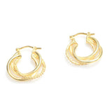 925 Sterling Silver Triple Intertwined Hoop Earrings - Laser Detail